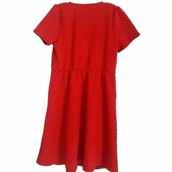 Draper James RSVP Women's 1X Heart Knit Fit & Flare Mini Dress Bright Red Twee - Picture 5 of 9